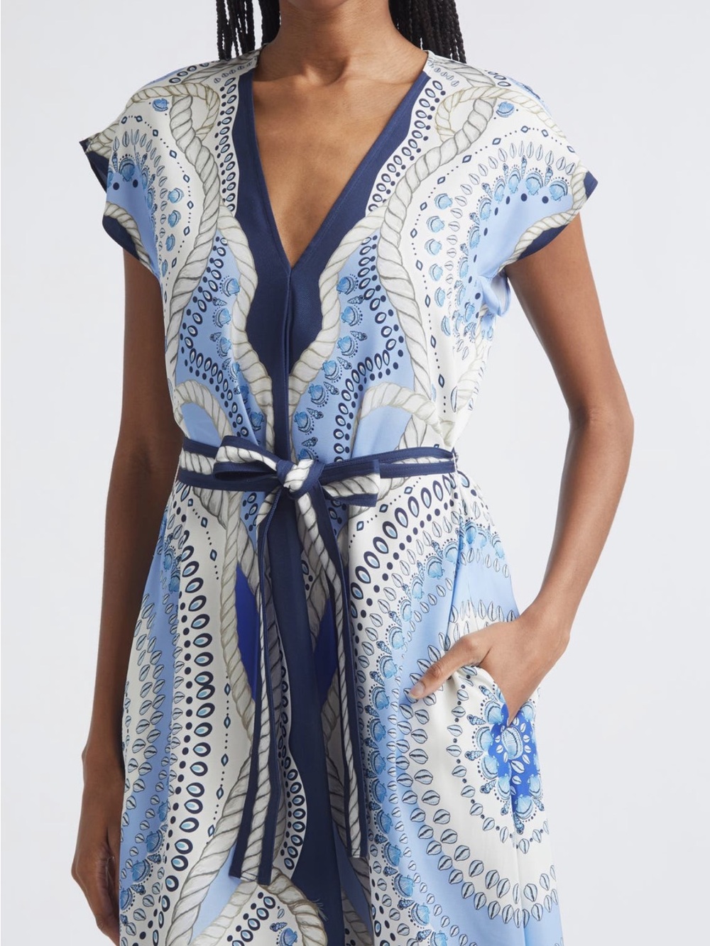 Reiss Heidi scarf print belted midi dress - Picture 6 of 10